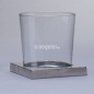 Preview: Windlichtglas Aluplatte mittel, H 13,5 cm, Silber