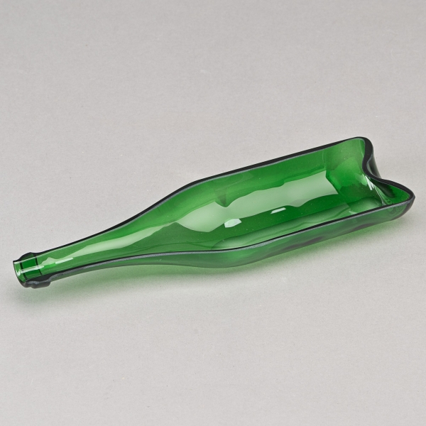 Weinflasche 0,75 l, halbiert, Glas, Grün/Braun;