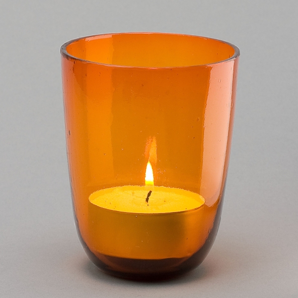 Windlichtglas Ethno, H 12 x Do 9 cm, Orange;