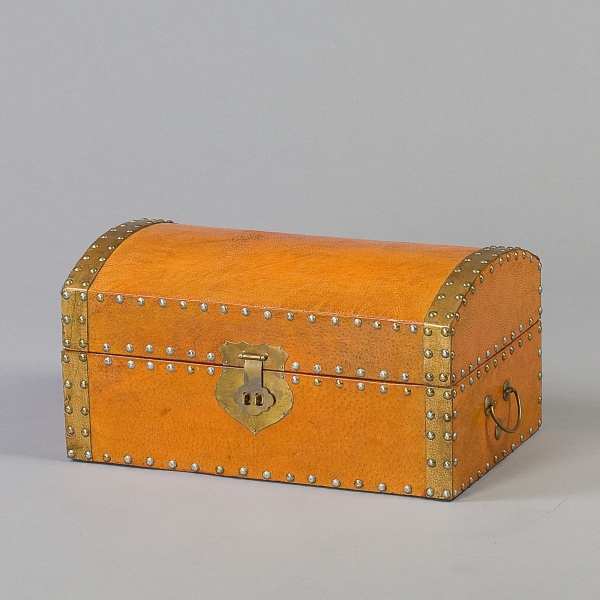 Lederkiste mini, B 44 x T 28 x H 23 cm, Curry;