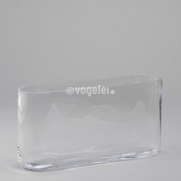 Glashafen oval, flach, L 25 x H 12 x B 6 cm, Klar