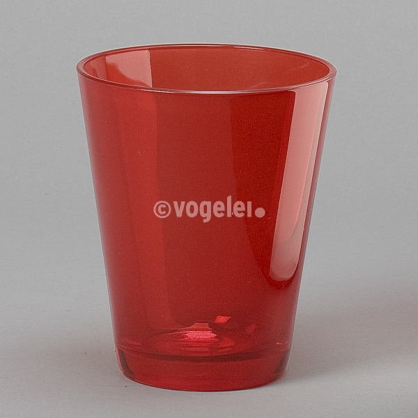 Glas konisch, H 17 x Do 14 cm, Rot transparent