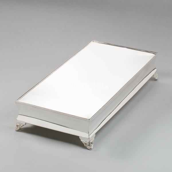 Tablett, 4 Ornamentfüße, L 60 x B 30 cm, Silber