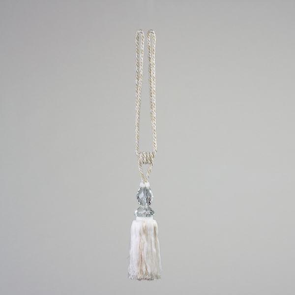 Raffhalter mit Quaste, L ca. 88 cm, Champagner;