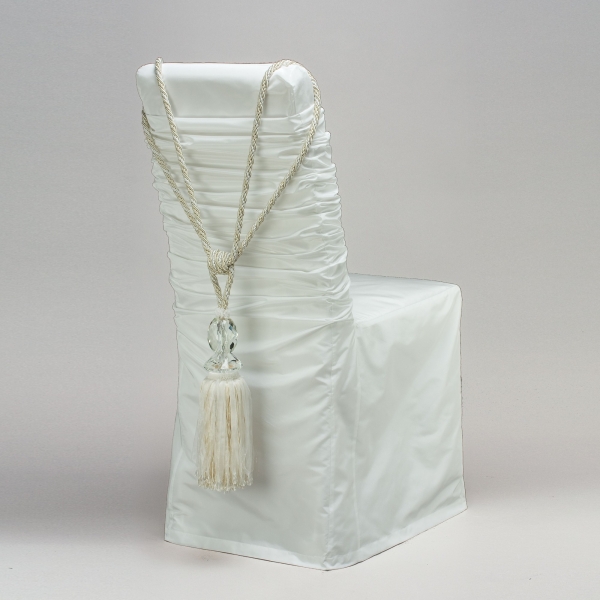 Raffhalter mit Quaste, L ca. 88 cm, Champagner;