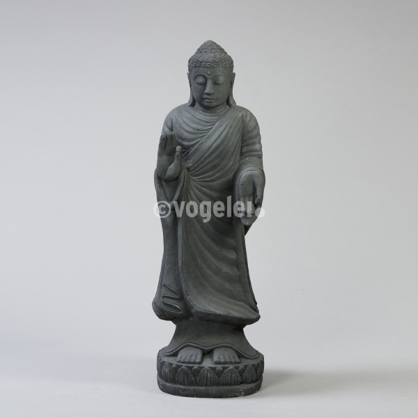 Buddha, stehend, ca 100 cm, Stein, Anthrazit