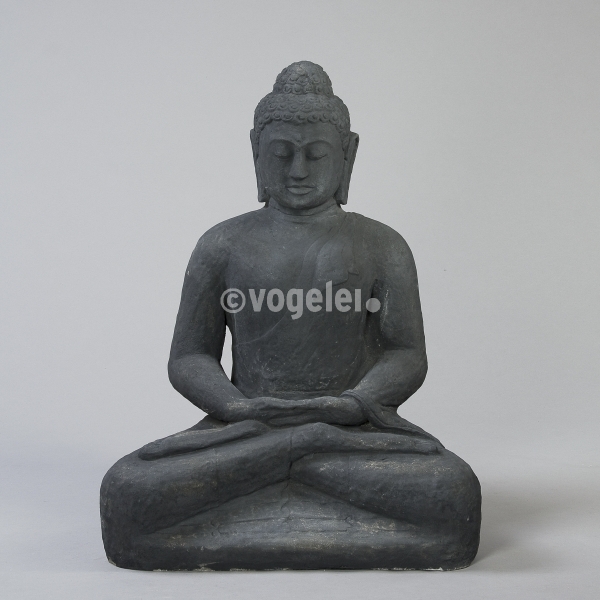 Buddha, sitzend, ca 85 cm, Stein, Anthrazit