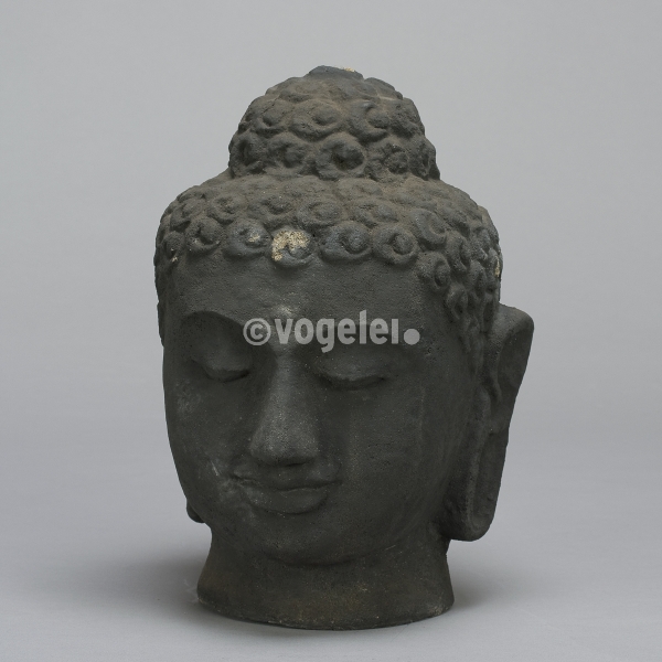 Buddha-Kopf ohne Schulter, ca 38 cm, Anthrazit