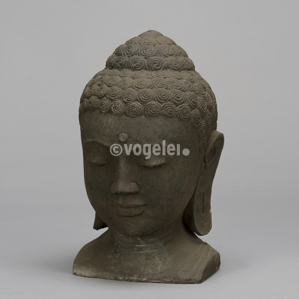 Buddha-Kopf mit Schulter, ca 35 cm, Anthrazit