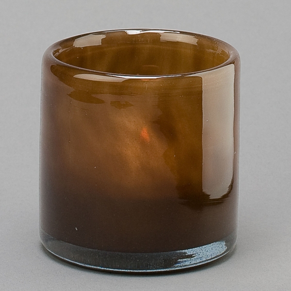 Teelichtglas Lounge, H 7 x D 7 cm, Dunkelbraun;