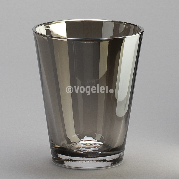 Glas konisch, H 17 x Do 14 cm, Silber transparent