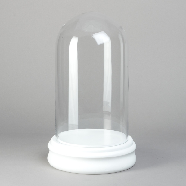 Glass-Dome, H 43 x D 24 cm, Holz, Weiss/Glas, Klar;