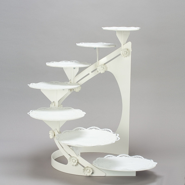 Torten-Etagere, Metall, linksdrehend, Weiss;