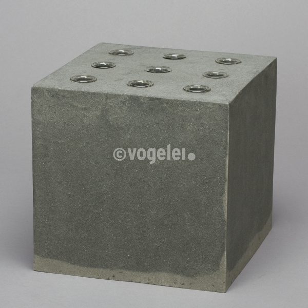 Vase Cube, Polystone/Glas, 20 x 20 x 20, Anthrazit