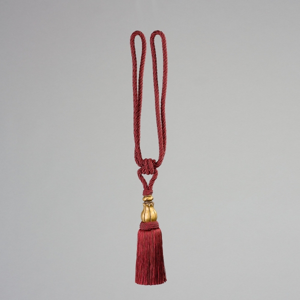 Raffhalter mit Quaste, L ca. 70 cm, Rot/Gold;