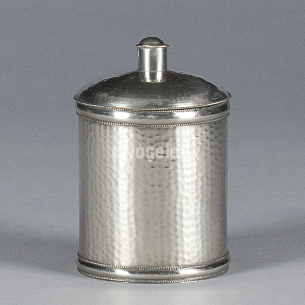 Dose mit Deckel L, Metall, D 9 x H 13 cm, Silber