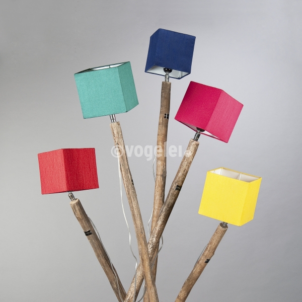 Stick Lamp, H 190 cm, Holz Natur / Rot