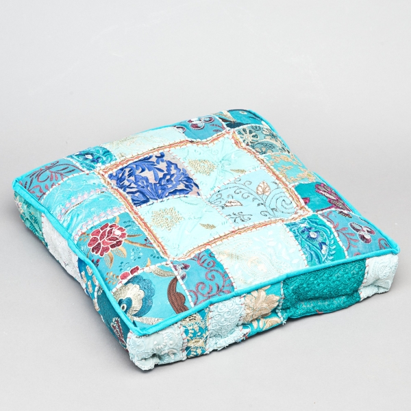 Bodenkissen Patchwork, Blau;