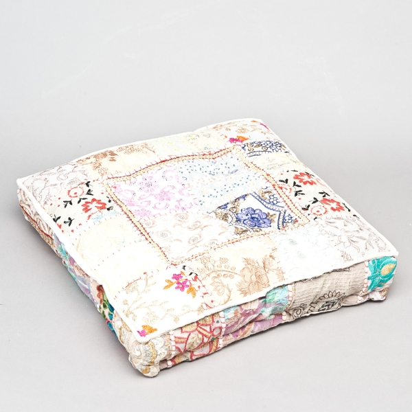 Bodenkissen Patchwork, Creme;