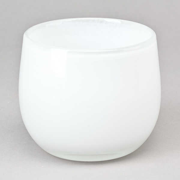 Vase/Windlicht S, rd, H 11 x D 13 cm, Glas, Weiss;