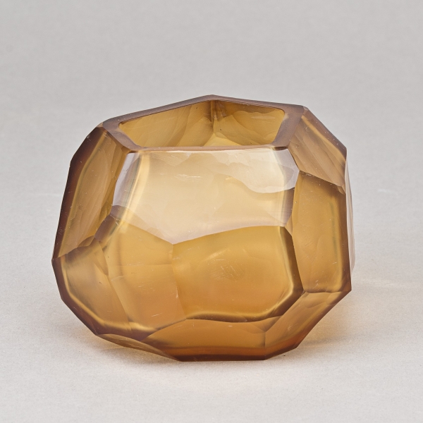Teelichtglas CUBISTIC, H 8,5 x D 12 cm, Amber;