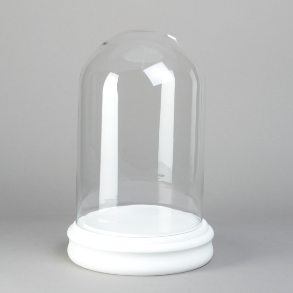 Glass-Dome, H 45 x D 29 cm, Holz, Weiss/Glas, Klar;