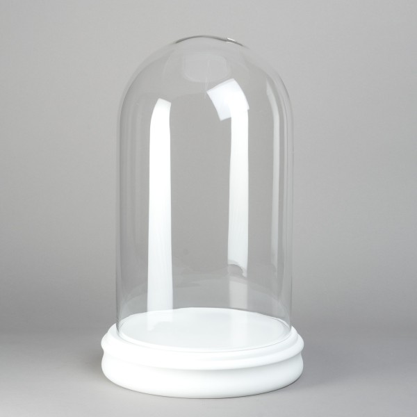 Glass-Dome, H 58 x D 34 cm, Holz, Weiss/Glas, Klar;