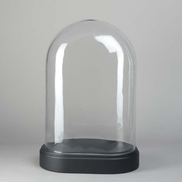 Glass-Dome, OVAL, H 55 cm, Holz, Schwarz/Glas;