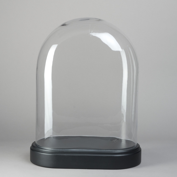 Glass-Dome, OVAL, H 57 cm, Holz, Schwarz/Glas;