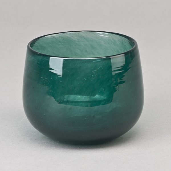 Vase/Windlicht XS, H 8 x D 10 cm, Glas, Dark Green;