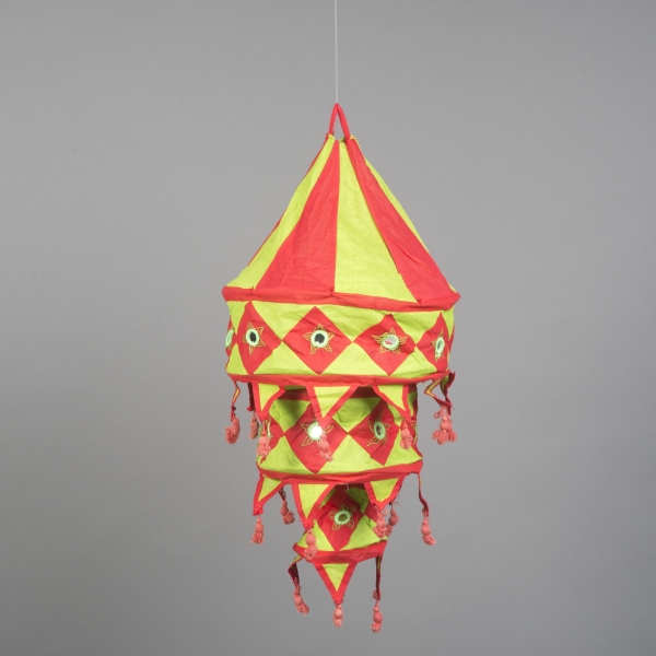 Laterne indisch, textil, H 90 x B 40,6 cm, Grün;