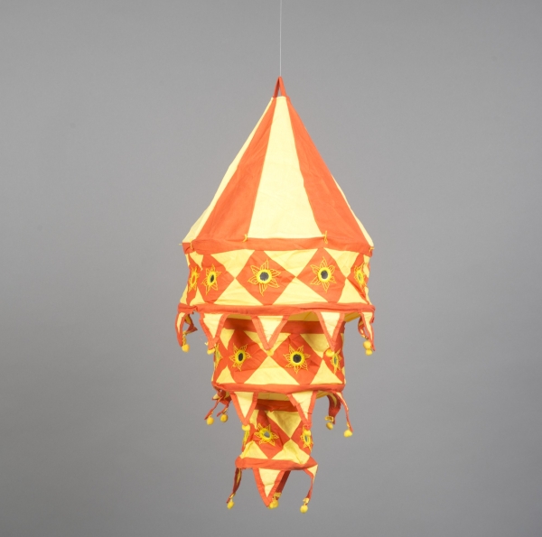 Laterne indisch, textil, H 90 x B 40,6 cm, Orange;