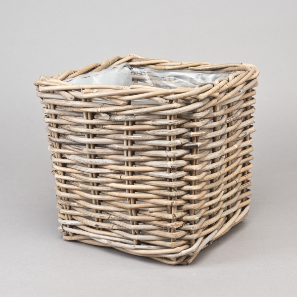 Korb, L 27 x B 27 x H 27 cm, Rattan, Kubu;
