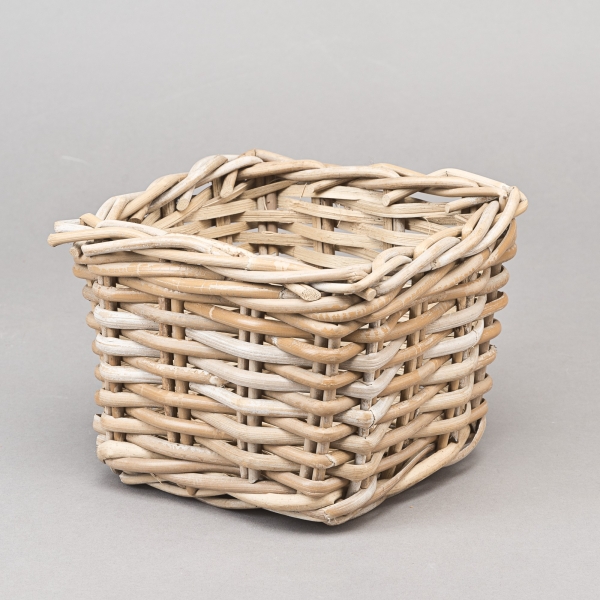 Korb, L 18 x B 18 x H 14 cm, Rattan, Kubu;