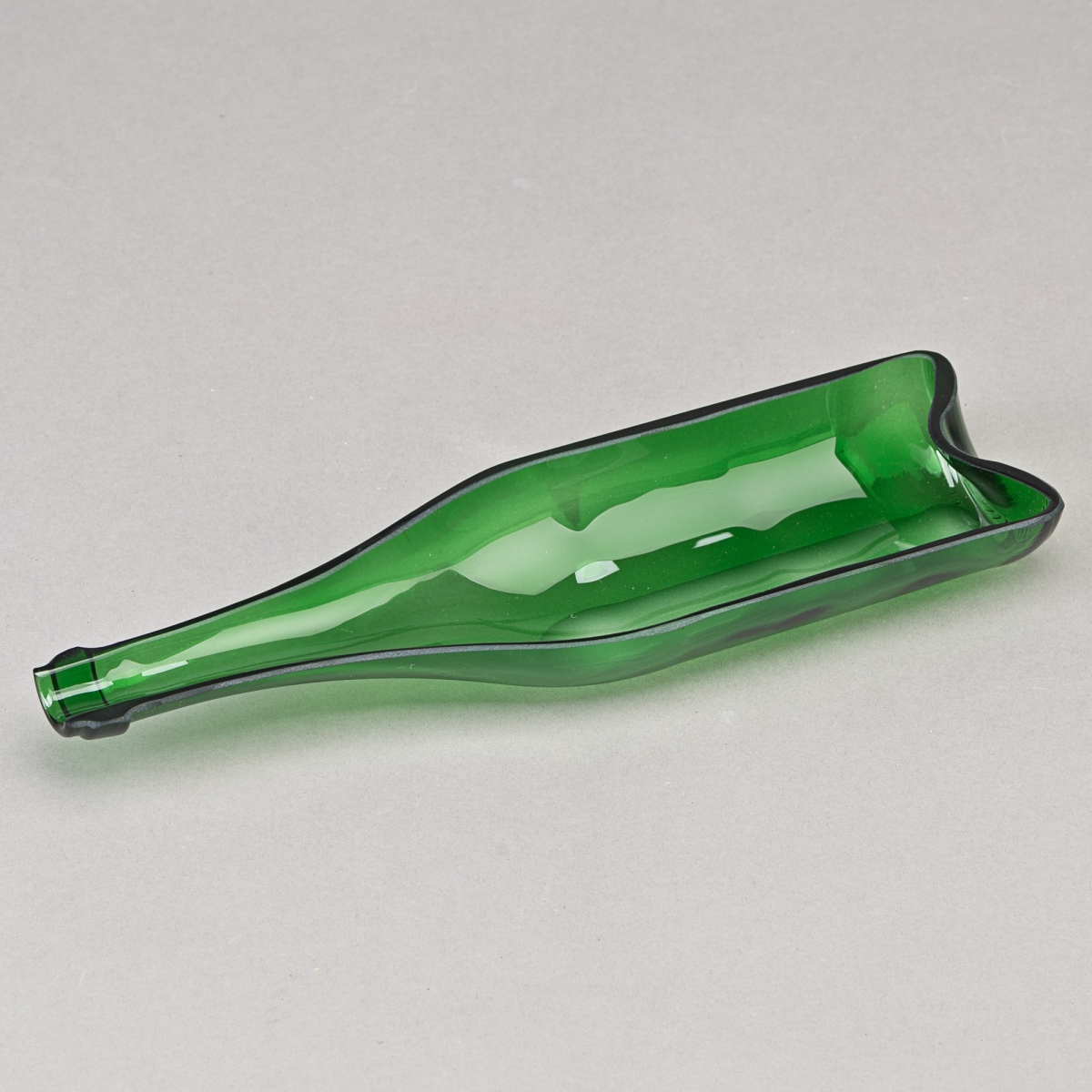 Weinflasche 0,75 l, halbiert, Glas, Grün/Braun;