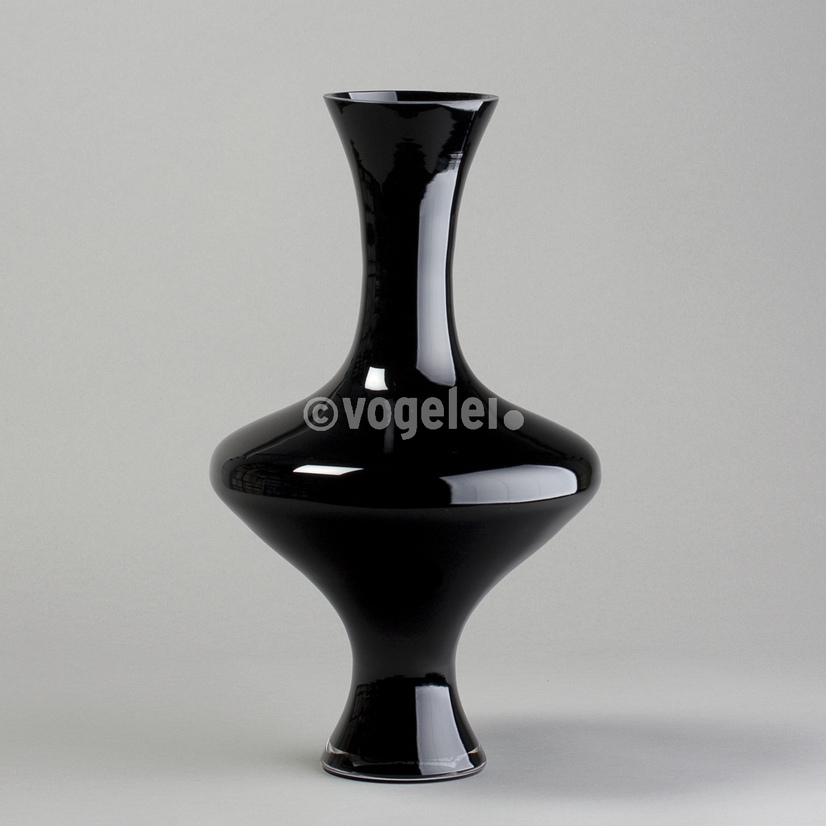 Vase Loulou, Glas, H 40 cm, Schwarz-Opal