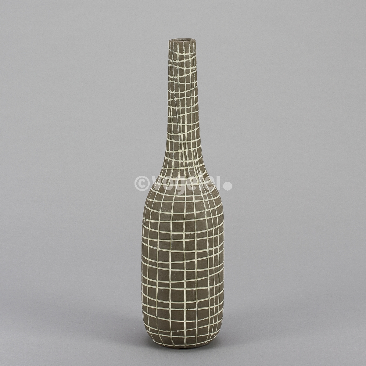 Flaschenvase Net, H 43 x D 13 cm, Braun/Natur