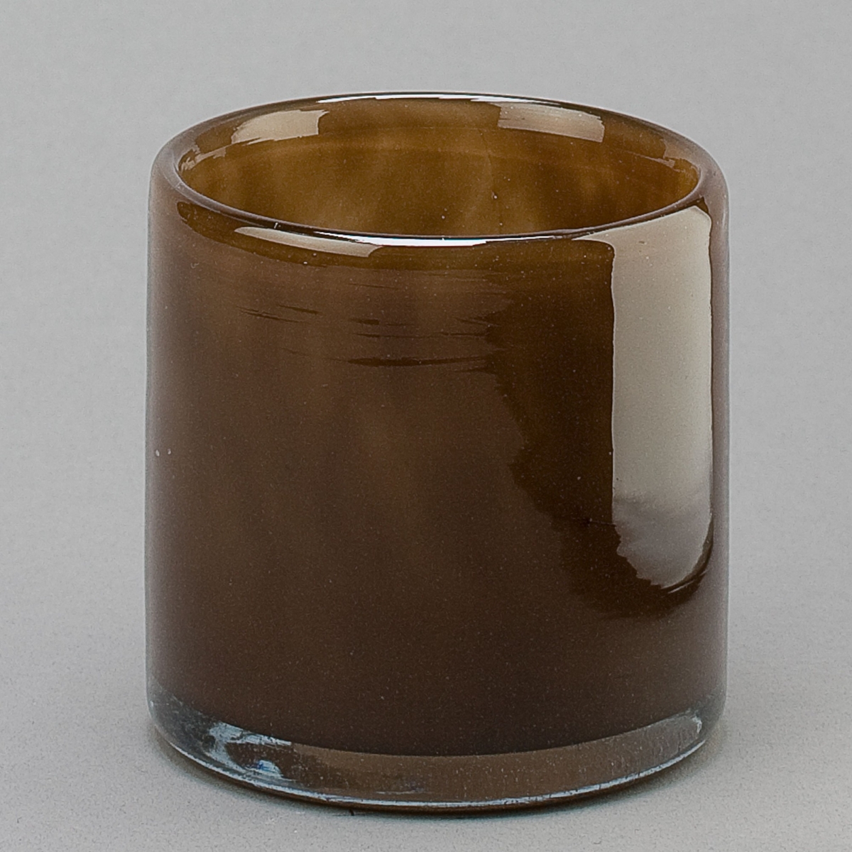 Teelichtglas Lounge, H 7 x D 7 cm, Dunkelbraun;