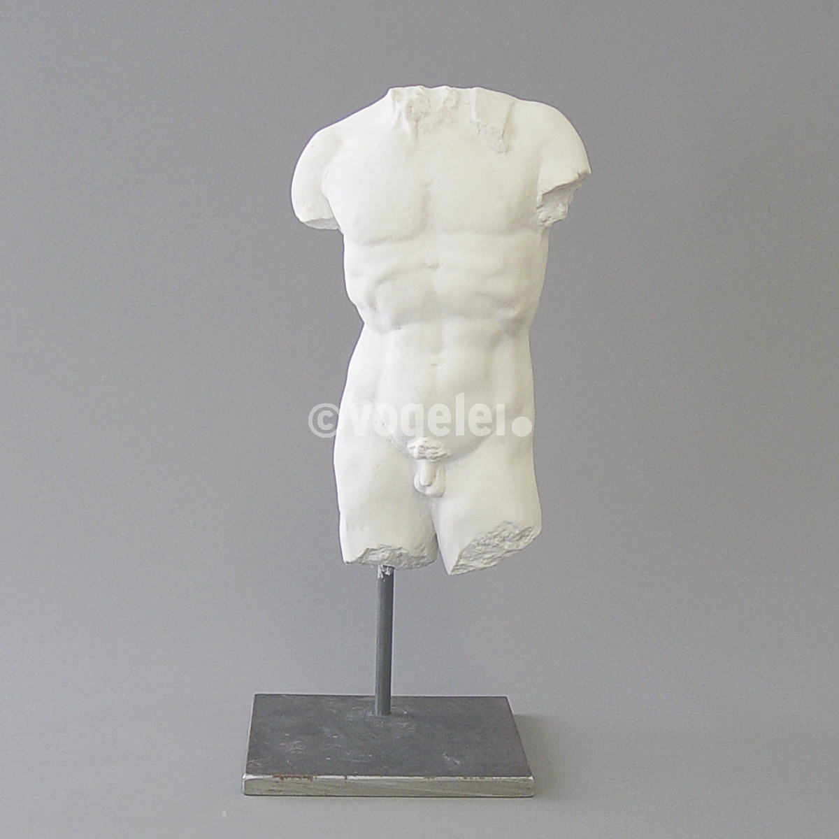 Torso Mann klein, Stuck, H 49 cm, Natur