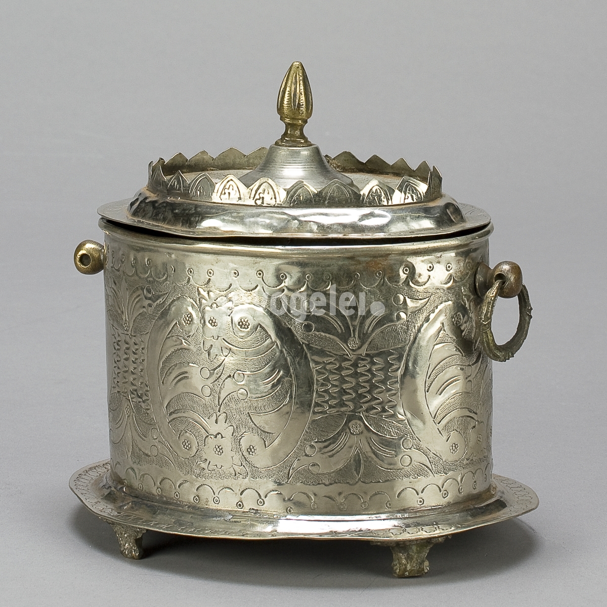 Zuckerdose orientalisch, ca. 23x17xH 22 cm, Silber