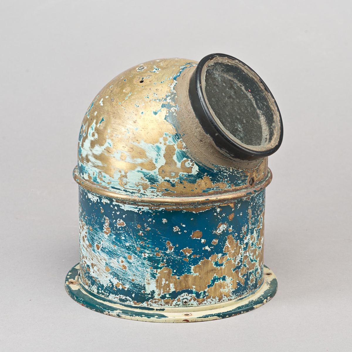 Kompass antik, H 24 x D 20,5 cm, Messing patiniert;