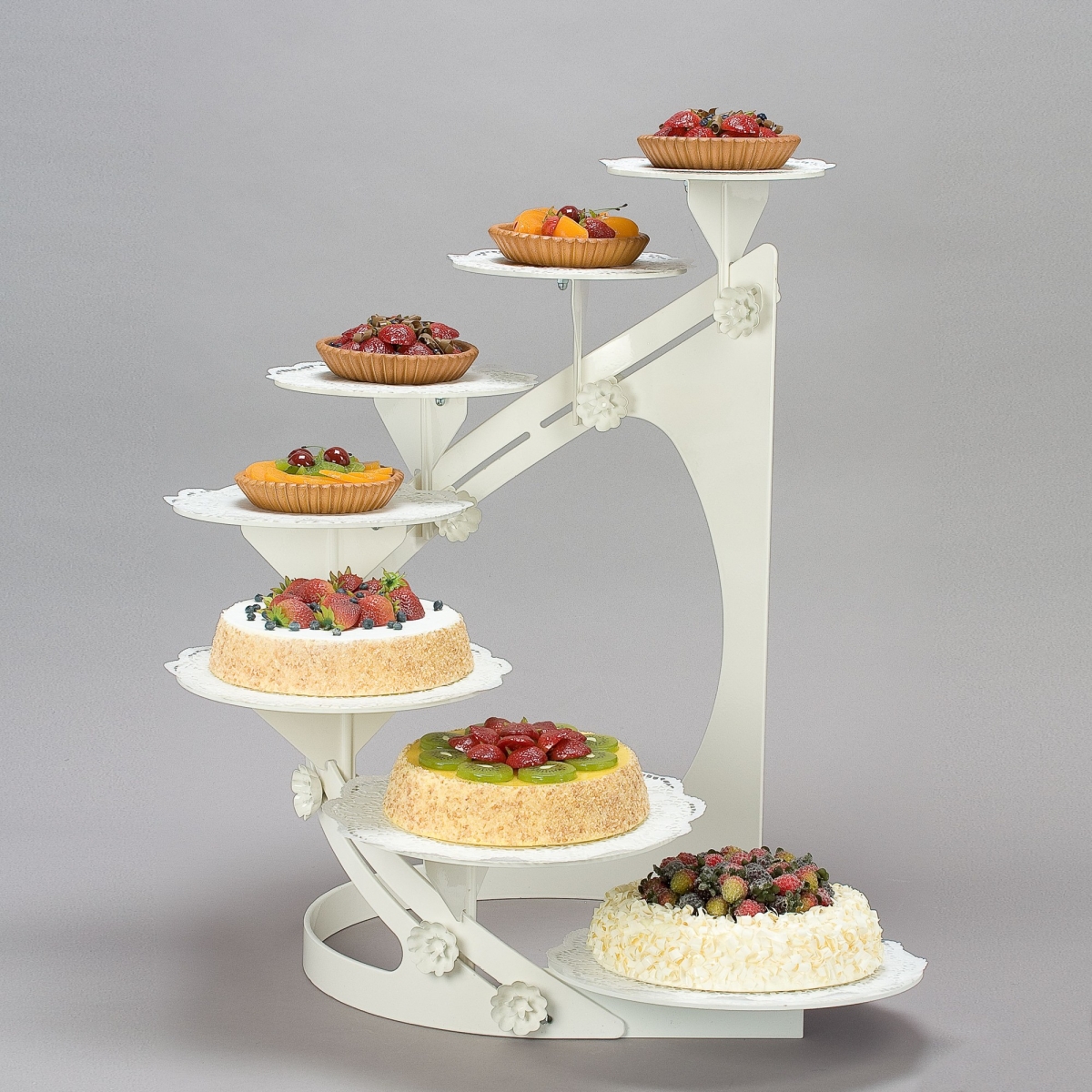 Torten-Etagere, Metall, linksdrehend, Weiss;