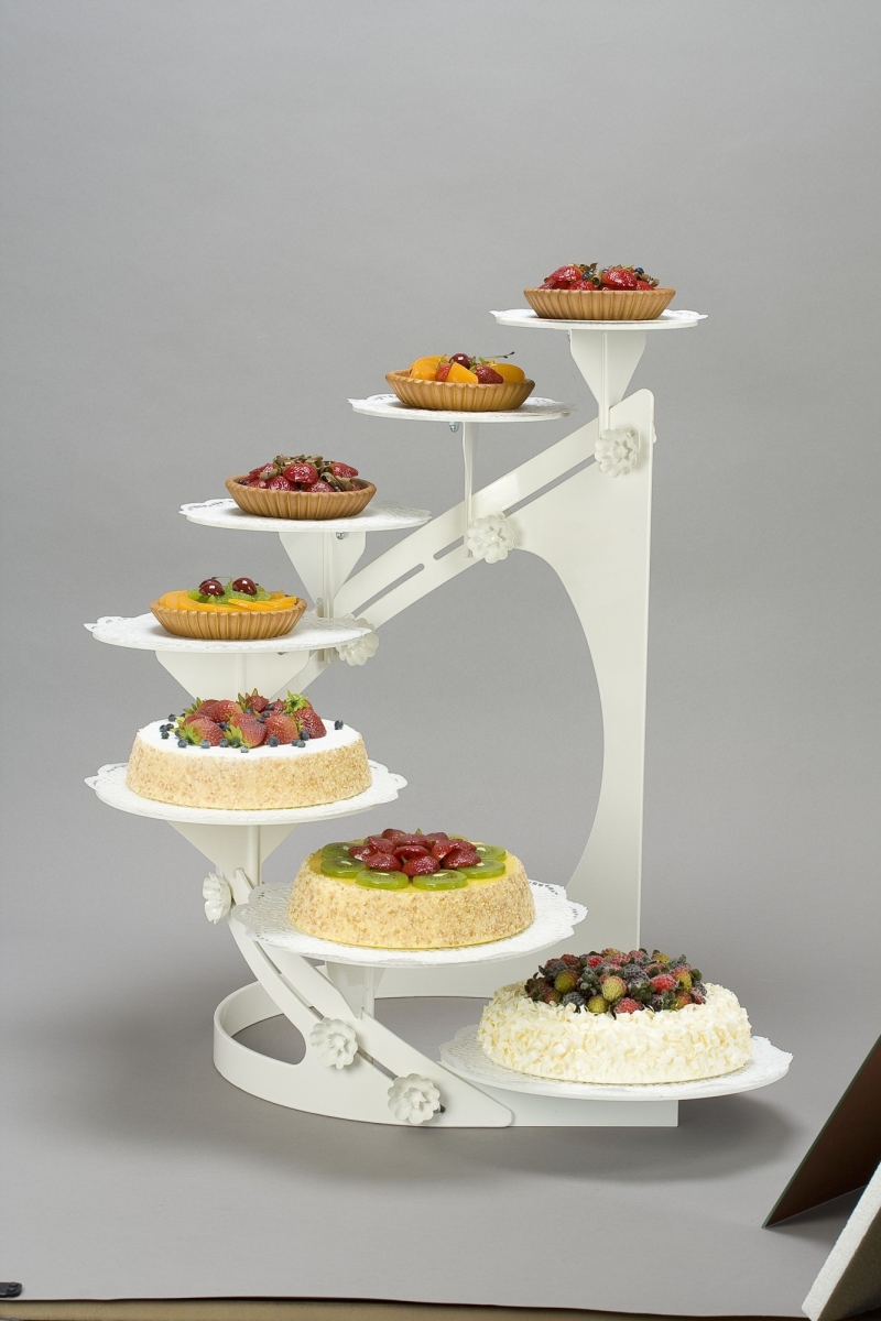 Torten-Etagere, Metall, linksdrehend, Weiss;