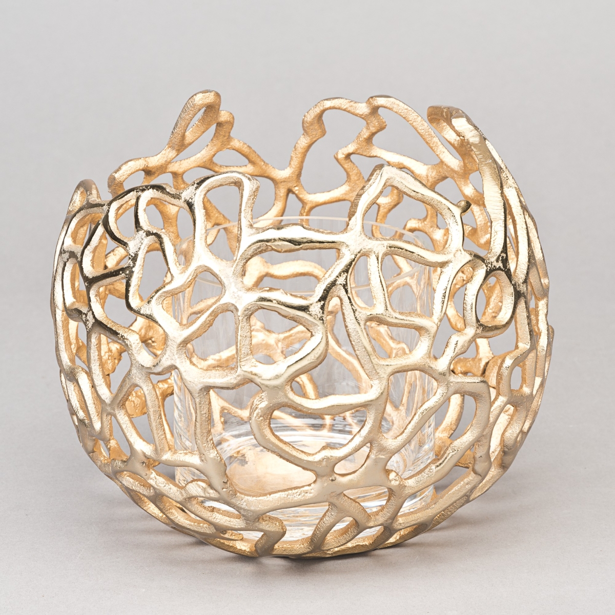 Windlicht GLOBE L, D 20  x H 16 cm, Aluguss, Gold;