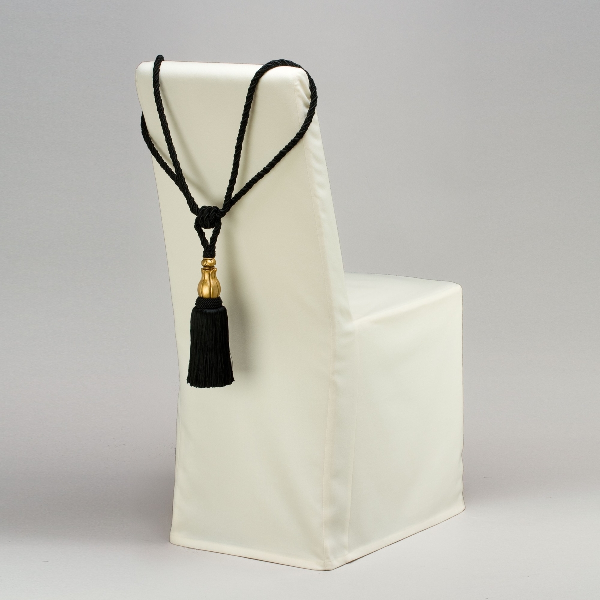 Raffhalter mit Quaste, L ca. 70 cm, Schwarz/Gold;