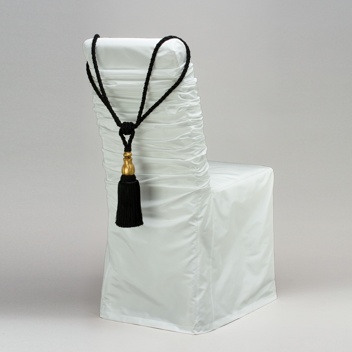 Raffhalter mit Quaste, L ca. 70 cm, Schwarz/Gold;