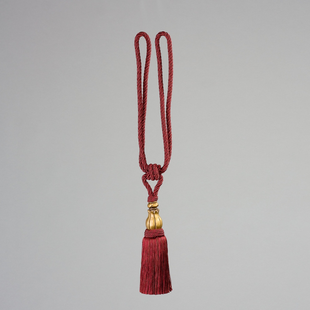 Raffhalter mit Quaste, L ca. 70 cm, Rot/Gold;