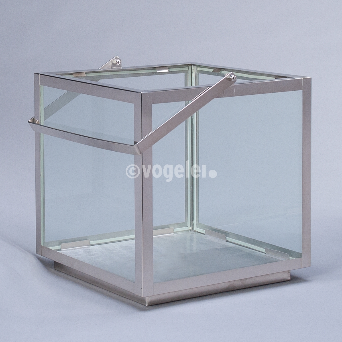 Laterne Cubic, 35 x 35 x 35 cm, Silber/Glas