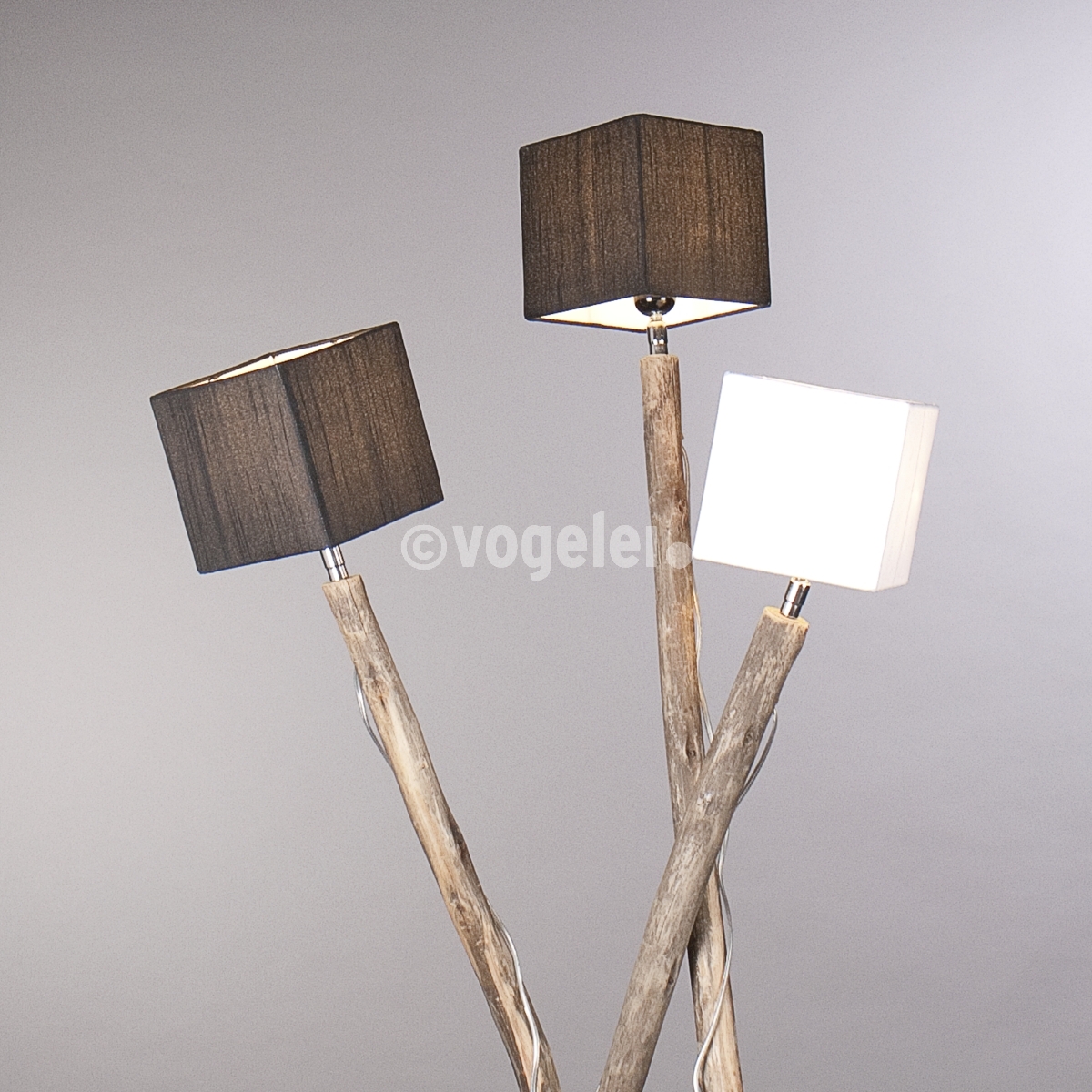 Stick Lamp, H 190 cm, Holz Natur / Schwarz