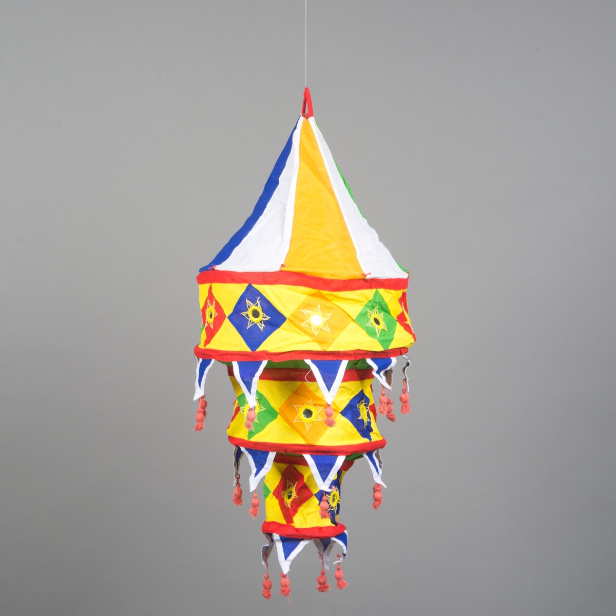 Laterne indisch, textil, H 90 x B 40,6 cm, Bunt;